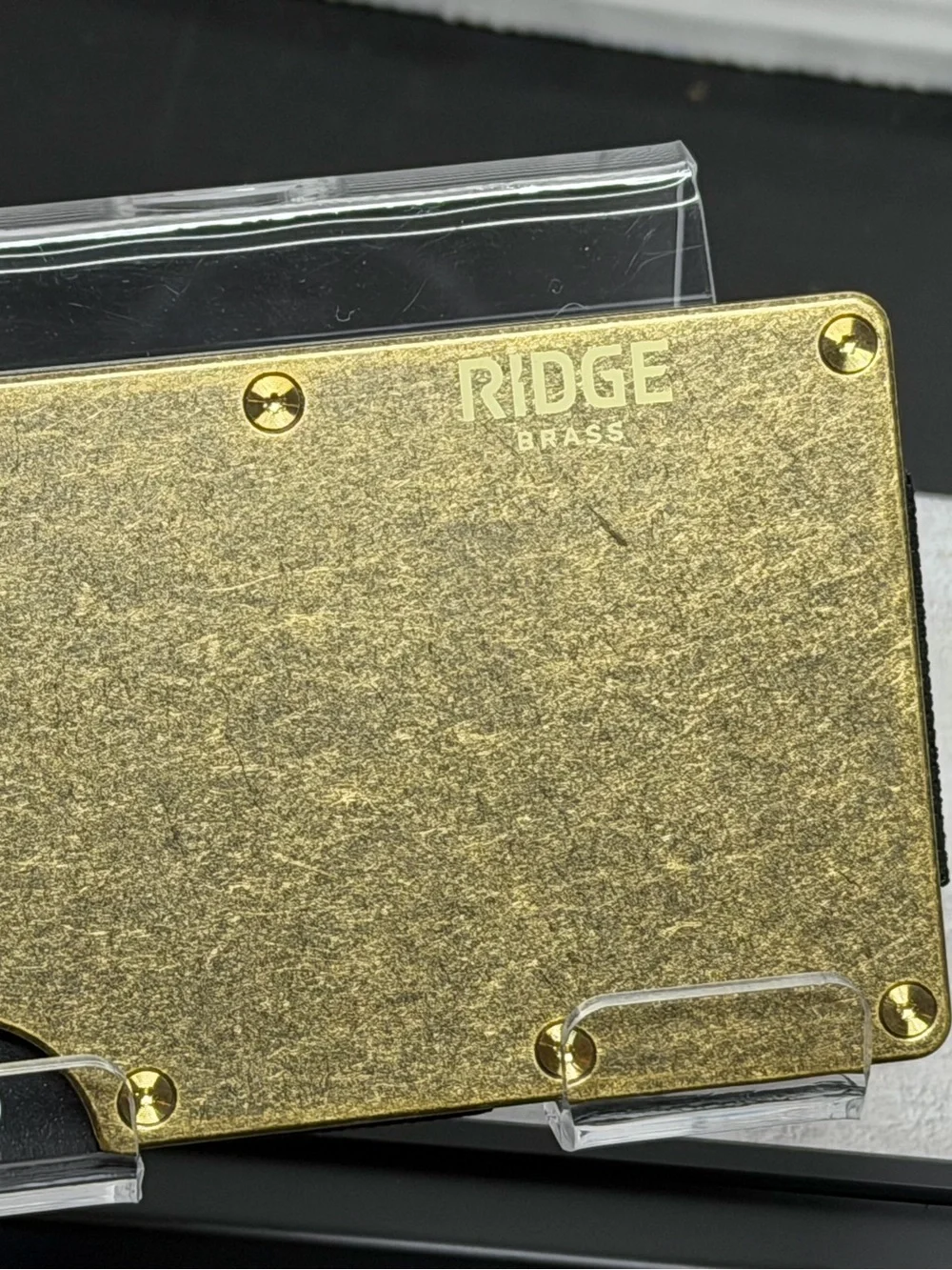 RIDGE WALLET | BRASS w/GOLD PVD SCREWS + BLACK G6 FEARLESS KEYCHAIN MULTI-TOOL